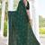 designer rama green handwork zarkan border silk blend saree