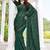 designer rama green handwork zarkan border silk blend saree