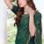 designer rama green handwork zarkan border silk blend saree