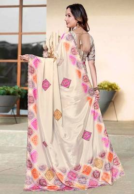 designer cream heavy zarkan butta border work silk blend saree 2