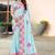 designer sky blue heavy zarkan butta border work silk blend saree