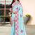 designer sky blue heavy zarkan butta border work silk blend saree