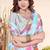 designer sky blue heavy zarkan butta border work silk blend saree