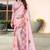 designer peach heavy zarkan butta border work silk blend saree