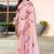 designer peach heavy zarkan butta border work silk blend saree