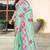 designer sea green heavy zarkan butta border work silk blend saree