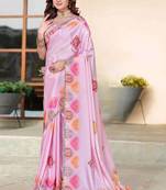 designer pink heavy zarkan butta border work silk blend saree