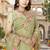 indian pista green resham embroidery work silk blend saree