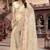 indian beige heavy resham embroidery work silk blend saree
