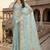 indian sea green heavy resham embroidery work silk blend saree