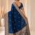 designer teal blue zari weaving border work banarasi silk blend saree