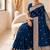 designer teal blue zari weaving border work banarasi silk blend saree