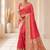 designer peach zari weaving border work banarasi silk blend saree