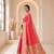 designer peach zari weaving border work banarasi silk blend saree