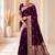 designer wine zari weaving border work banarasi silk blend saree