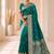 designer teal green zari weaving border work banarasi silk blend saree