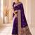 designer purple zari weaving border work banarasi silk blend saree