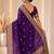 designer purple zari weaving border work banarasi silk blend saree