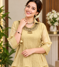 beige color hand work silk blend western wear