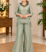 grey color hand work silk blend western wear