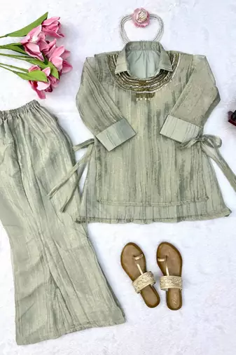 grey color hand work silk blend western wear