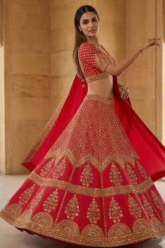 Red Bridal Lehenga Choli With Dupatta
