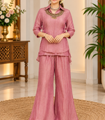 pink color hand work silk blend western wear
