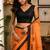orange color digital printed chanderi ready to wear saree with blouse