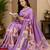 lavender color digital printed chanderi ready to wear saree with blouse