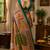 peach color digital printed chanderi ready to wear saree with blouse