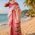 red color digital printed chanderi ready to wear saree with blouse