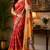 rust color digital printed chanderi ready to wear saree with blouse