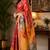 rust color digital printed chanderi ready to wear saree with blouse