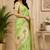 parrot green color digital printed chanderi ready to wear saree with blouse