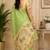 parrot green color digital printed chanderi ready to wear saree with blouse