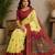 yellow color digital printed chanderi ready to wear saree with blouse