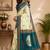 teal blue color digital printed chanderi ready to wear saree with blouse