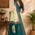 teal blue color digital printed chanderi ready to wear saree with blouse