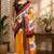 yellow color digital printed chanderi ready to wear saree with blouse