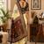 cream color digital printed chanderi ready to wear saree with blouse