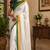 white color digital printed chanderi ready to wear saree with blouse