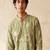green embroidered & sequin work silk kurta with cotton cream pajama 