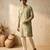 green embroidered & sequin work silk kurta with cotton cream pajama 