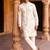 white embroidered, sequin & hand work linen kurta with cotton cream pajama