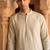 pista green embroidered & hand work silk kurta with cotton cream pajama 