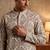 dark green embroidered work silk kurta with cotton cream pajama 