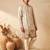 cream embroidered work silk kurta with cotton cream pajama 
