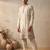 cream embroidered & sequin work silk kurta with cotton cream pajama 