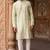 pista green embroidered & mirror work silk kurta with cotton cream pajama 