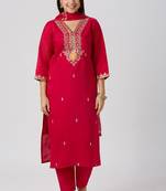 Red vatican silk kurti pent dupatta set